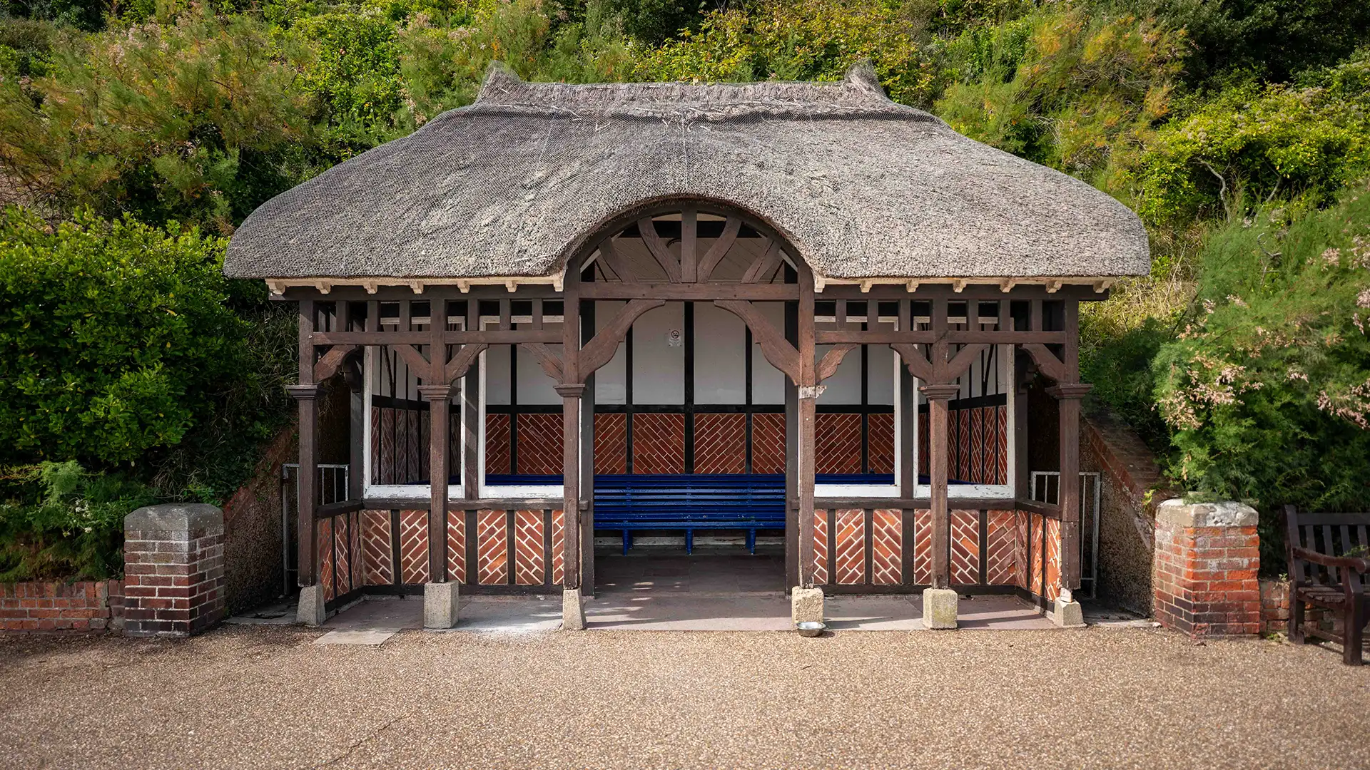 The Eastbourne seafront shelter where Jennifer Kiely was found, photographed in 2023