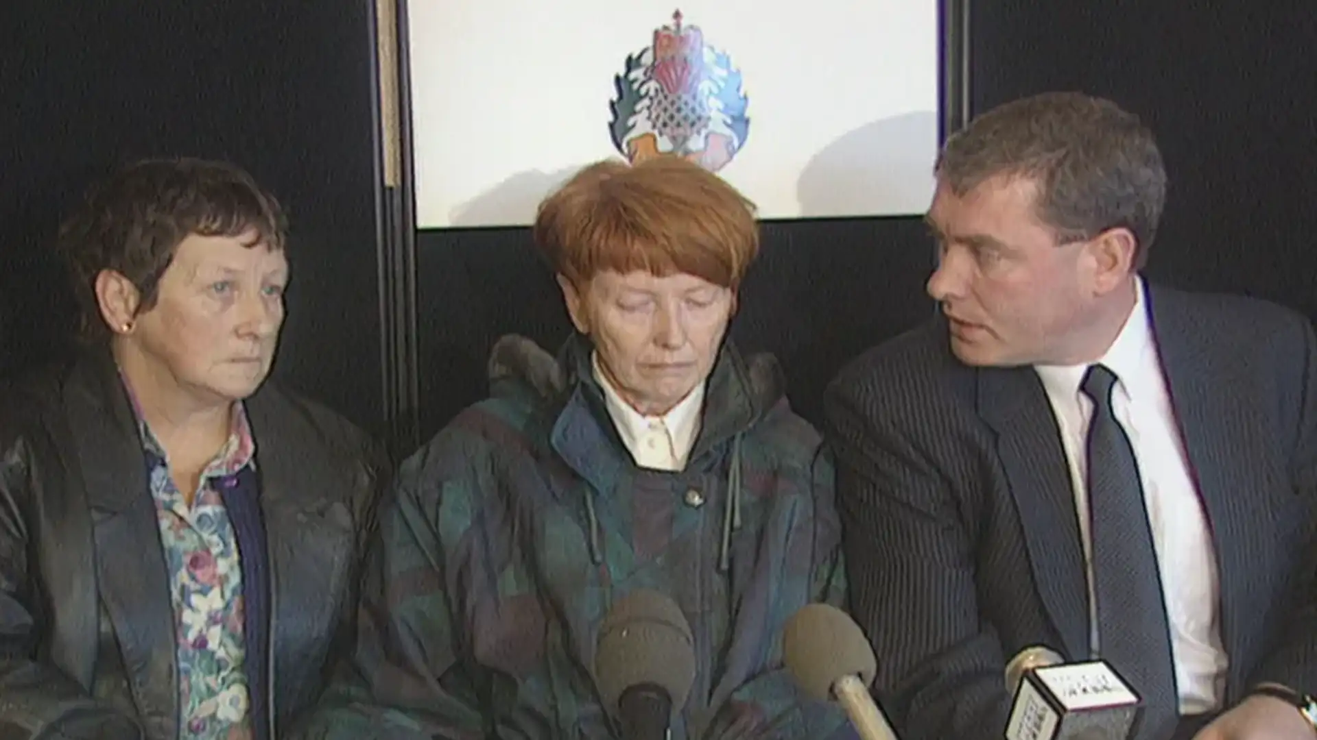 Mhairi Smith with Detective Chief Superintendent Bob Lauder at a press conference